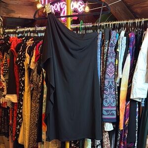 White House Black Market Asymmetrical Black Cocktail Dress